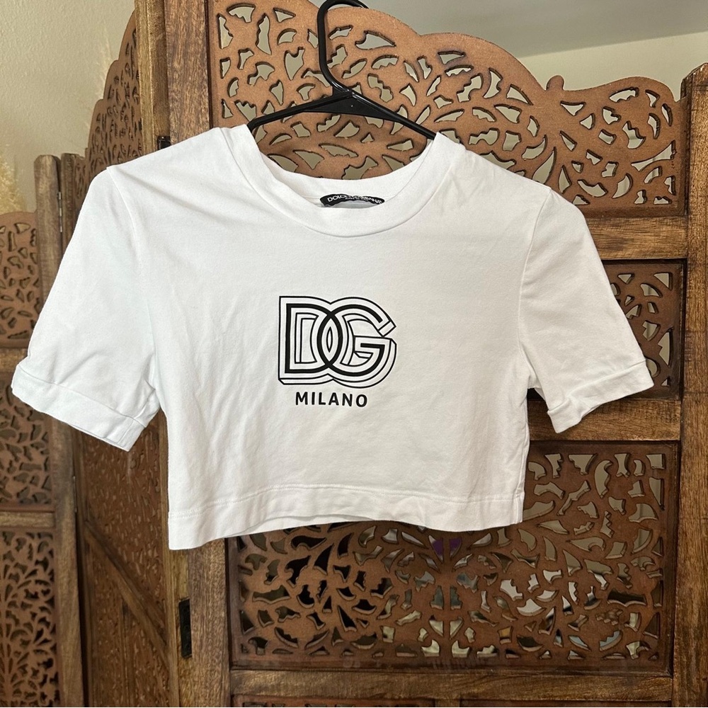 NEW DOLCE & GABBANA CROPPED T-SHIRT WITH LOGO - Picture 5 of 7